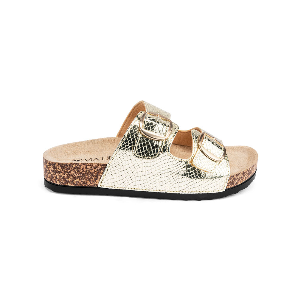 Sandalias Via Uno Gold 62399, Mujer